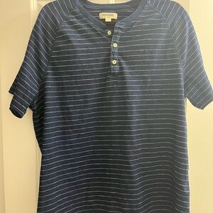 Goodthreads Men's Blue Striped Henley  Shirt